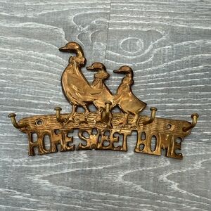 Vintage solid  brass duck key holder